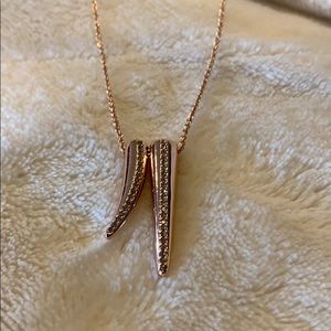 Stella & Dot Double Horn Pave Necklace - Rose Gold